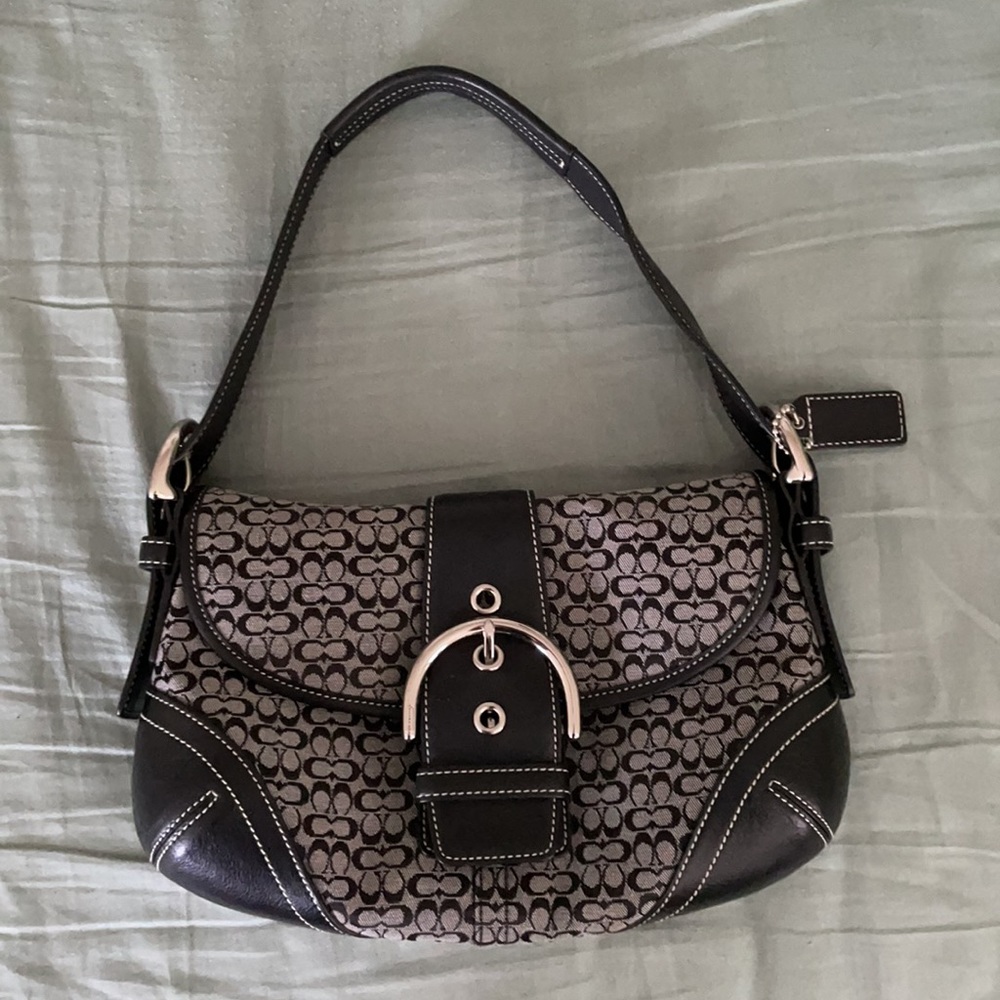 Coach Classic Logo Shoulder Bag with Buckle Flap